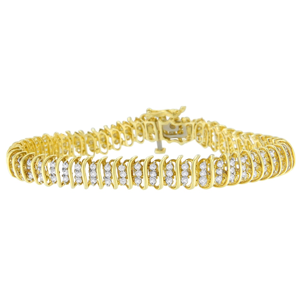 10K Yellow Gold Round Cut Diamond Wrap Bracelet (2.00 cttw, I-J Color, I2-I3